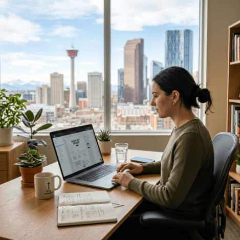 Web designer working on laptop