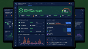 Website security dashboard showing updates and protection settings