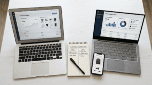 Laptops showing ecommerce dashboard