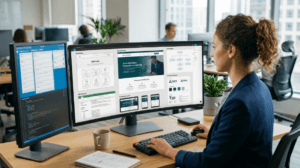 Web designer creating business website