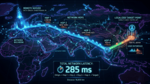 data travels from a remote server to a localized